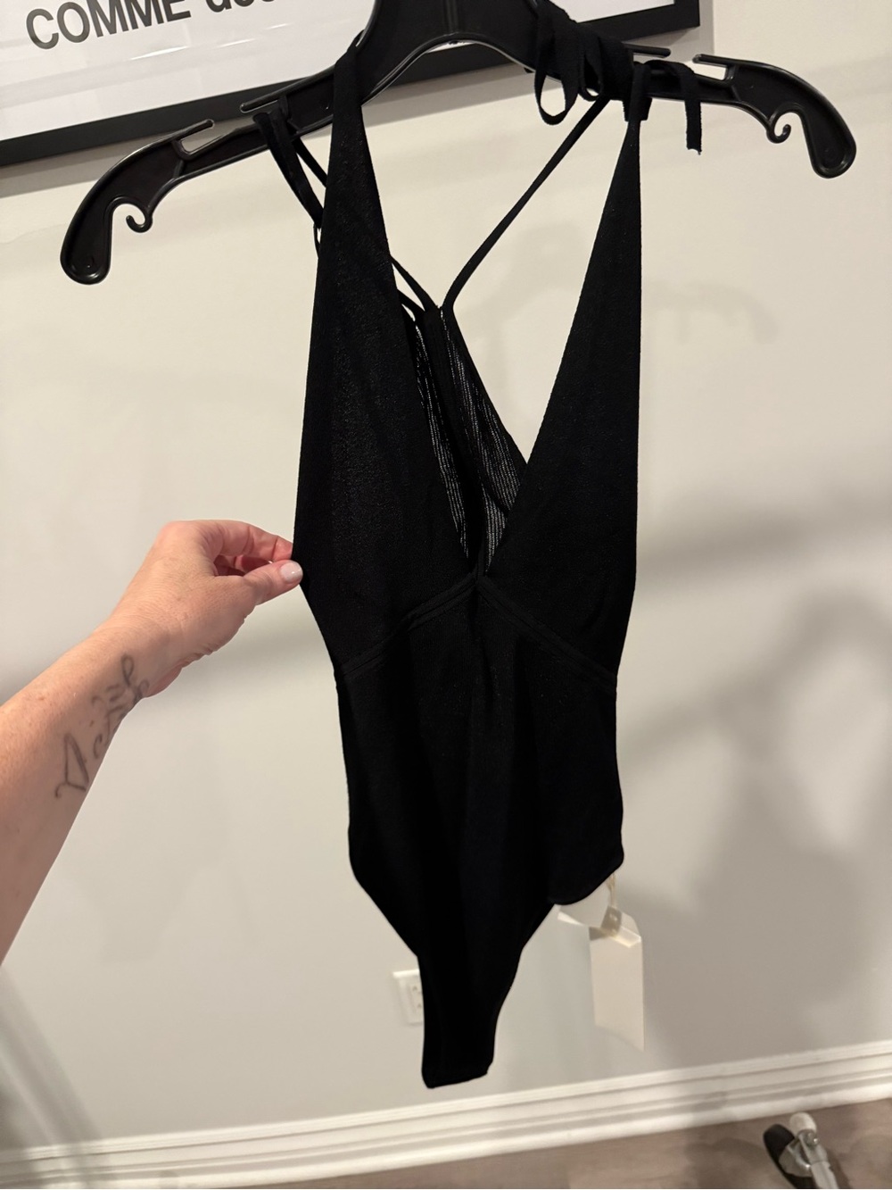 Dion Lee Black Strappy V-Neck Women’s Bodysuit